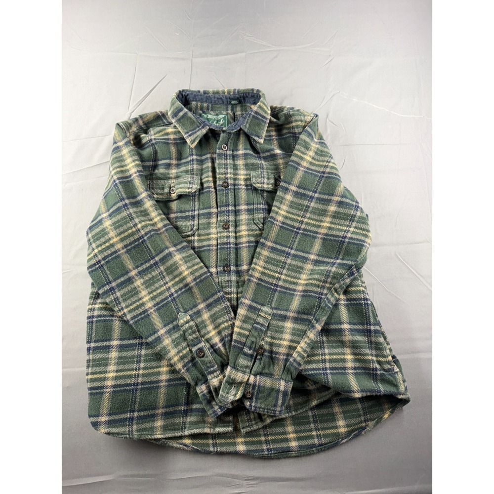 Woolrich Mens XXL Heavy Flannel Shirt Green Plaid Outdoor Button Up Long Sleeve